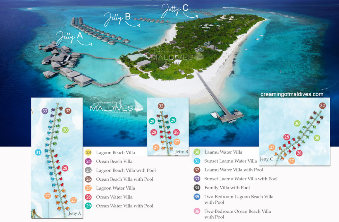 Six Senses Laamu Water Villas Aerial Map