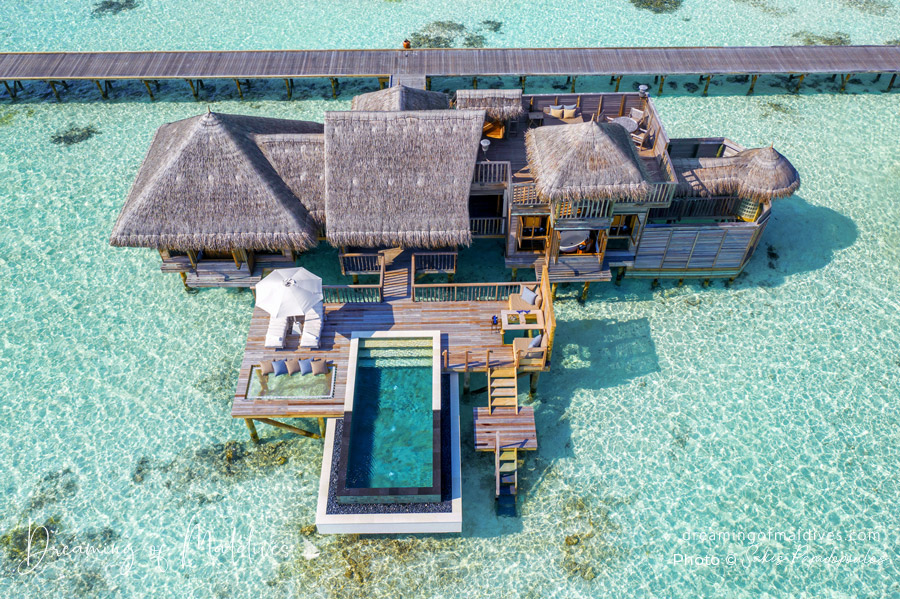 Gili Lankanfushi Maldives aerial photo villa suite with pool