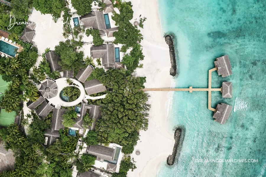 Joali Maldives overwater spa aerial view