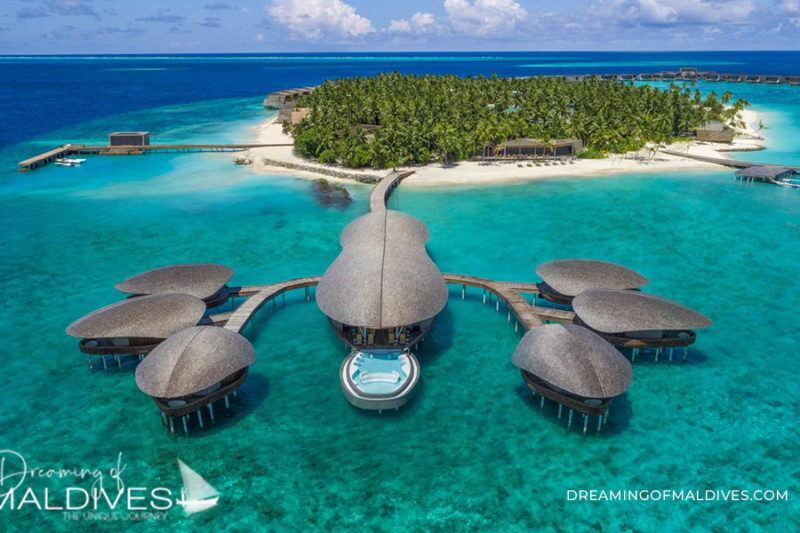 St Regis Vommuli Resort Island Aerial View