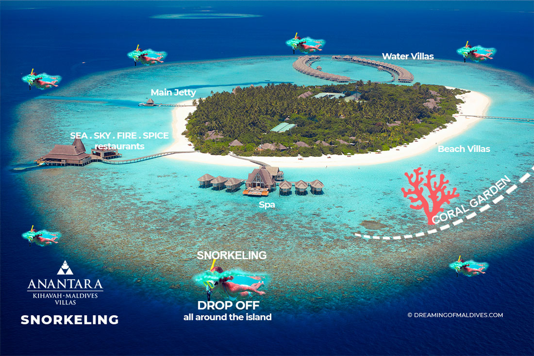 Anantara Kihavah - Snorkeling Map around the island