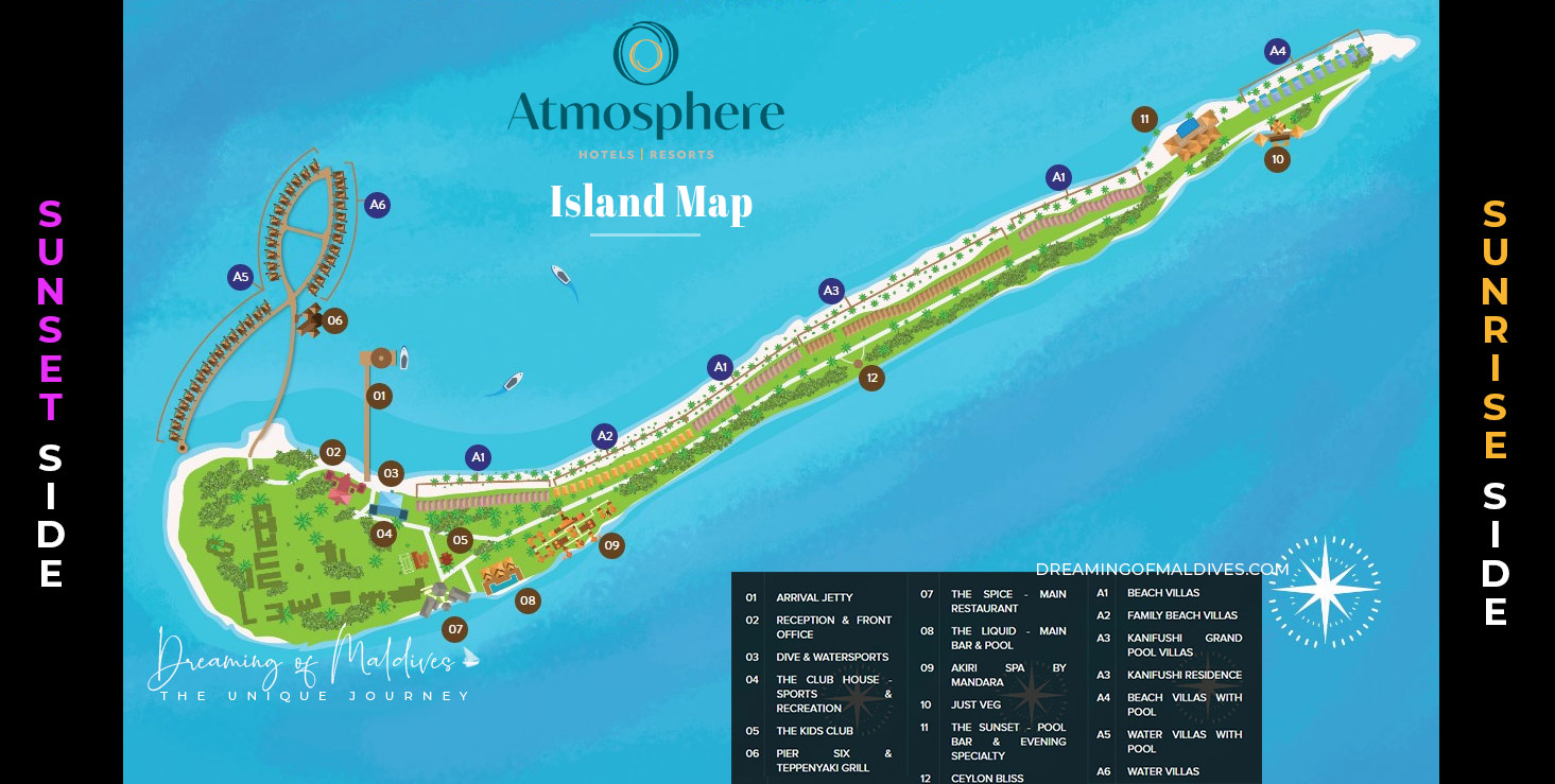 Full map of Atmosphere Kanifushi Maldives Resort map
