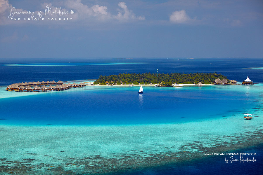 View of Baros Maldives snorkeling house reefs aerial