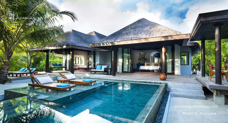 Family Villa on Anantara Kihavah Beach Family Beach Pool Villa