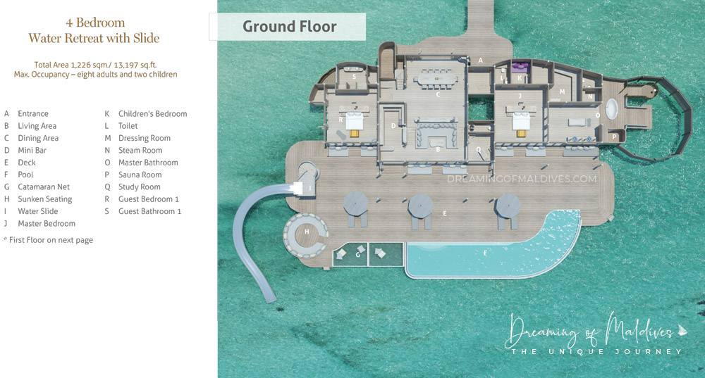 floorplan 4 Bedroom Water Reserve with Slide ground floor soneva jani