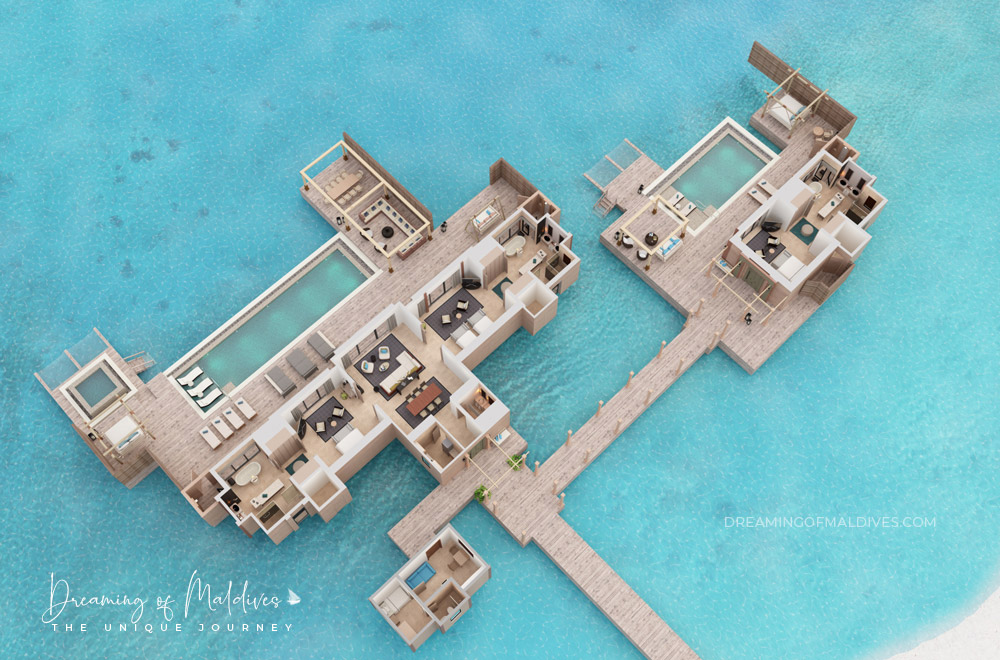 floor plan maldives largest water villa 3 bedroom overwater villa waldorf astoria maldives ithaafushi