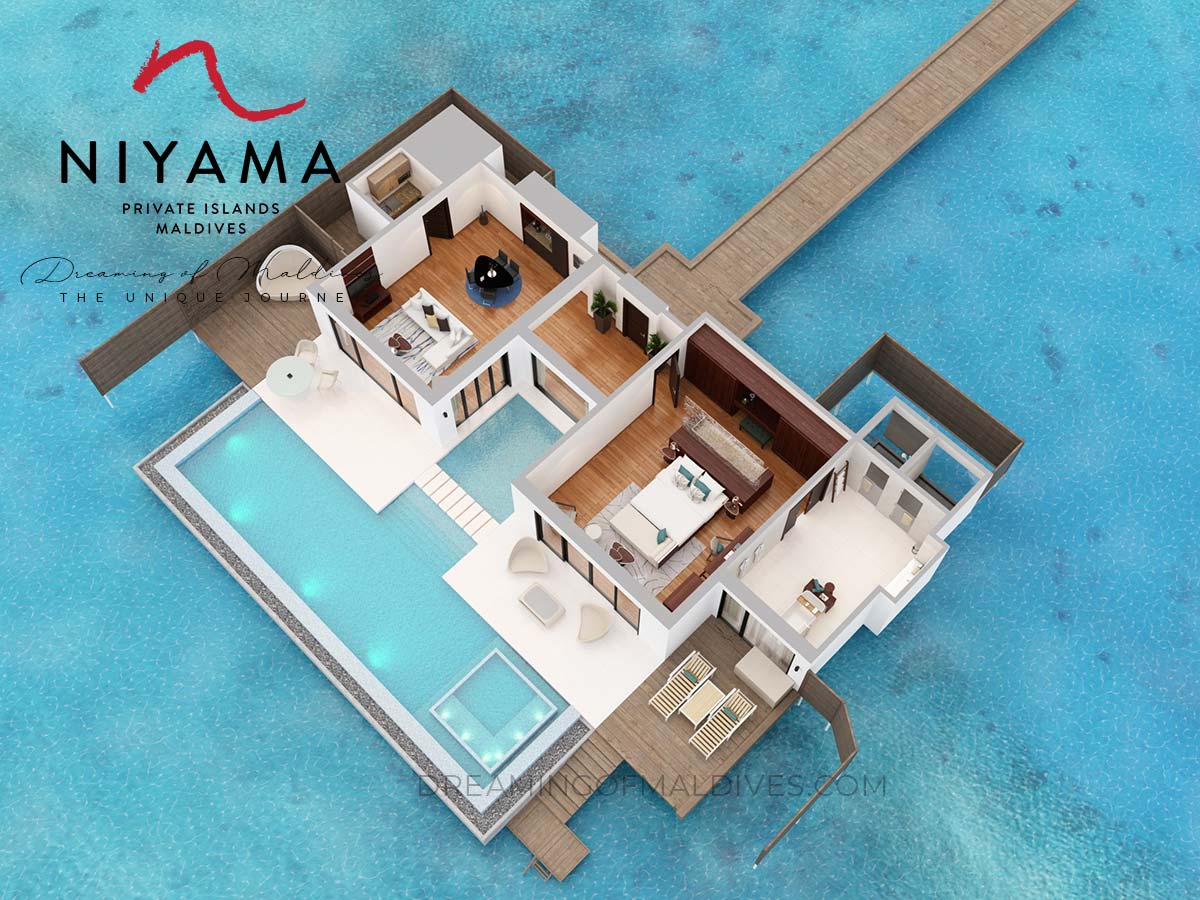 floor plan One-Bedroom Ocean Pool Pavilion niyama maldives resort large water villa group