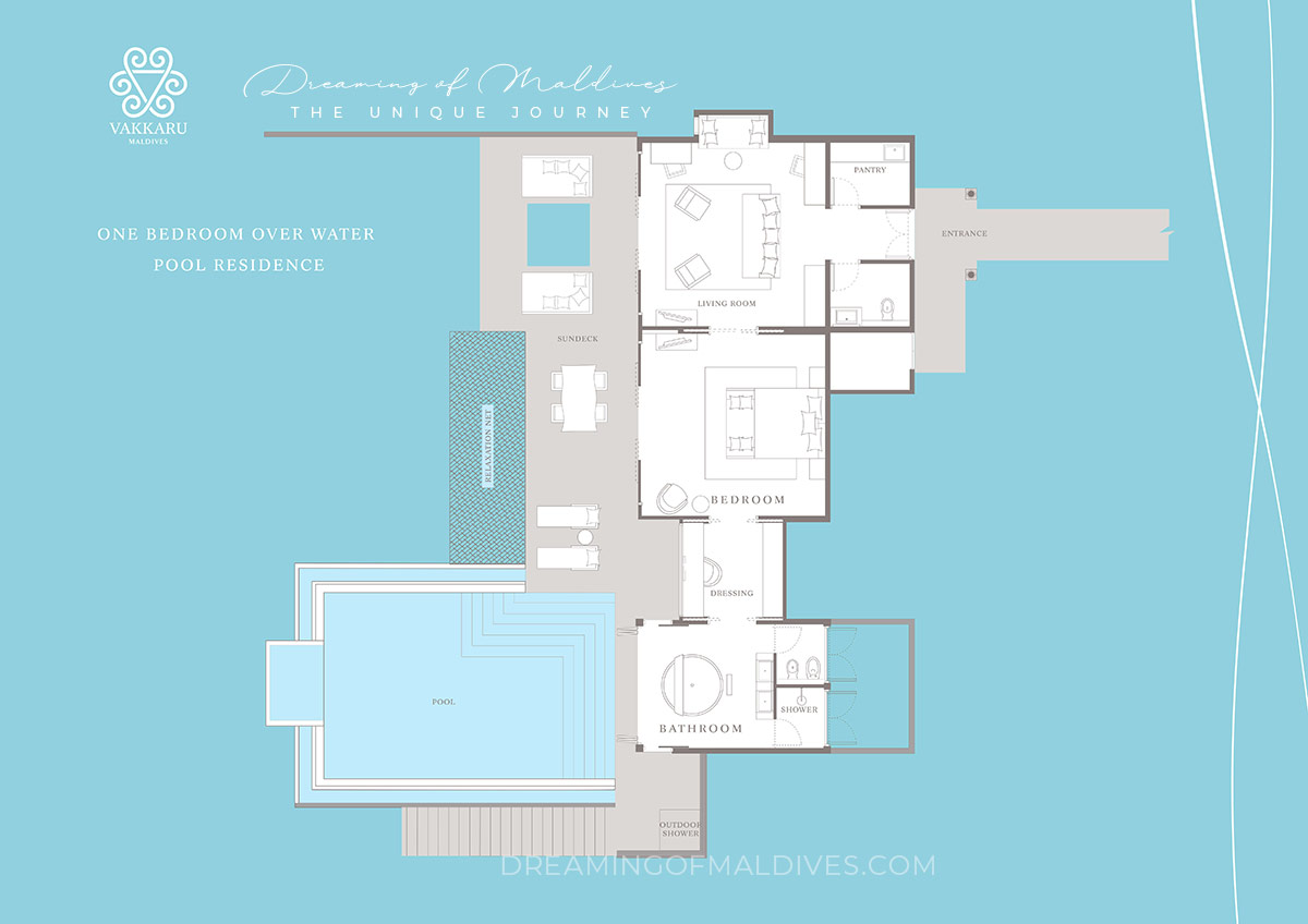 Four-Bedroom Overwater Pool Residence Floor plan vakkaru maldives resort large water villa group