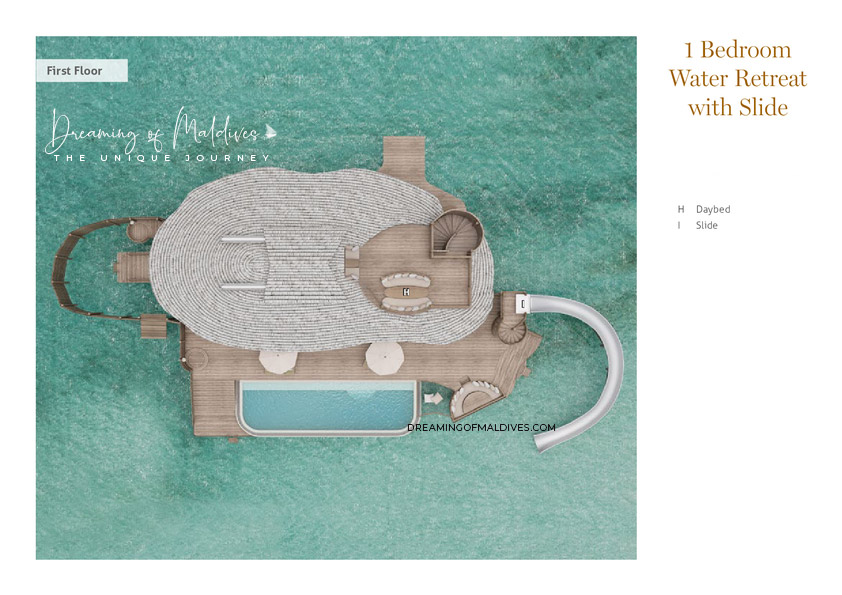 Upper Level Floorplan 1 Bedroom Water Retreat with Slide Soneva Fushi