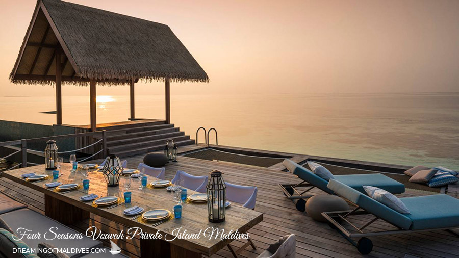 Four Seasons Voavah Private Island Maldives Private Dinner at Sunset Four Seasons Voavah