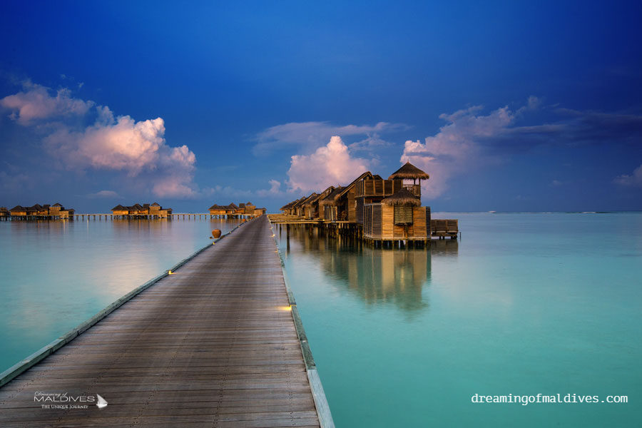 Gili Lankanfushi Maldives Water Villa at sunset