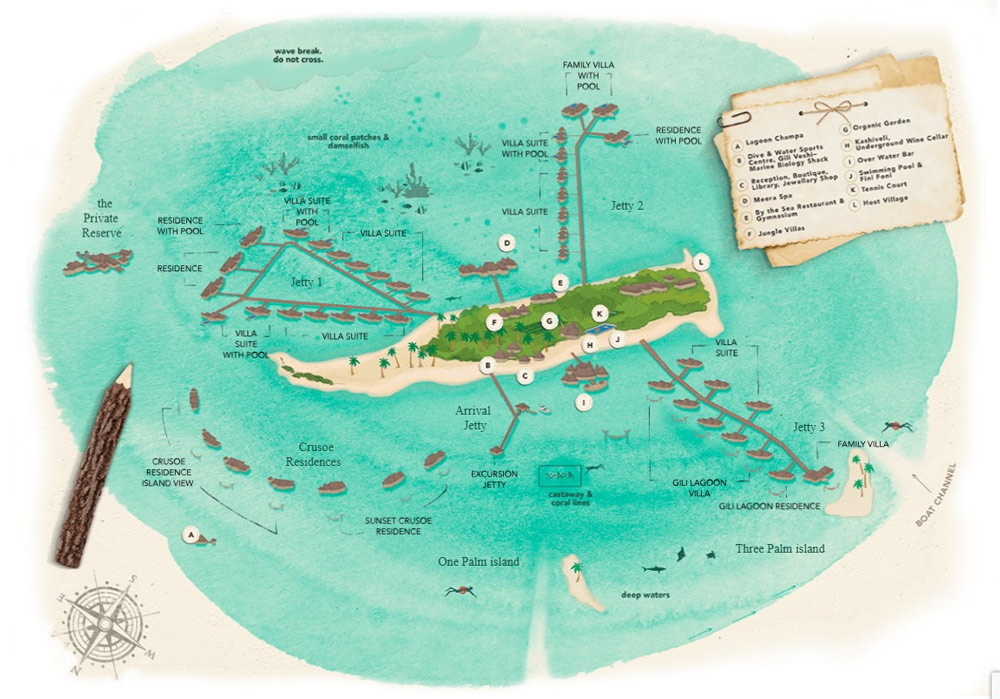 Gili Lankanfushi Maldives resort map