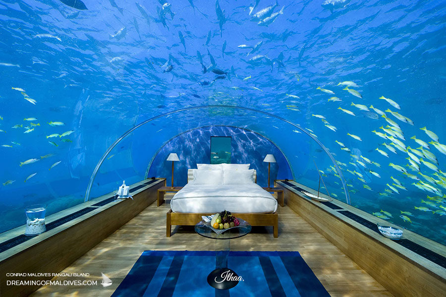 ITHAA underwater restaurant maldives conrad turned into a bedroom