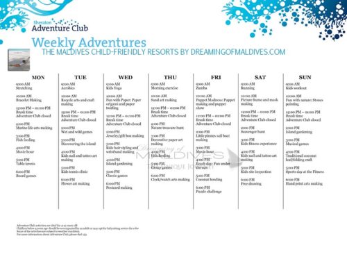 Kids Club Program Sheraton Full Moon Maldives