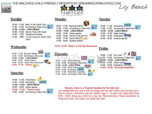 Kids Club Program and Activities at Lily Beach Maldives 2