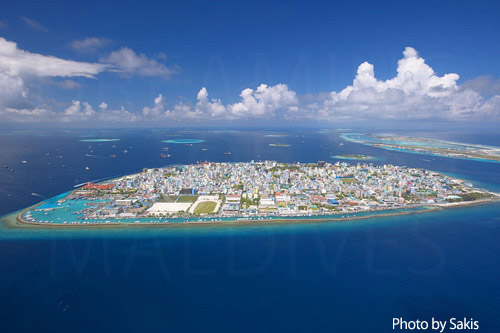 Aerial photography Maldives- Almost squared island, The Capital Male