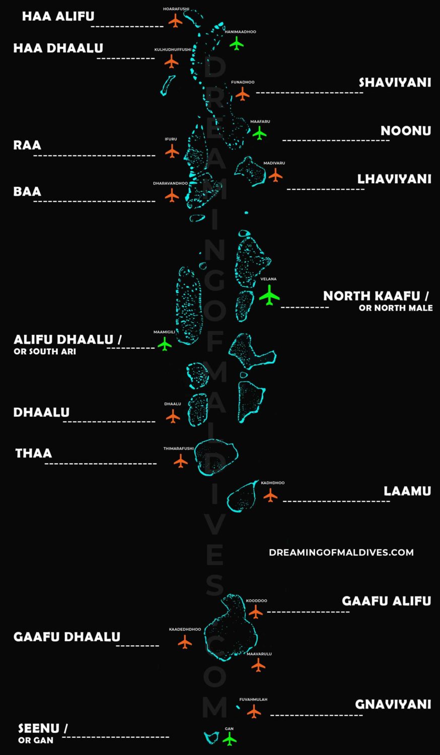 Maldives Airports Map And Their Atolls complete list