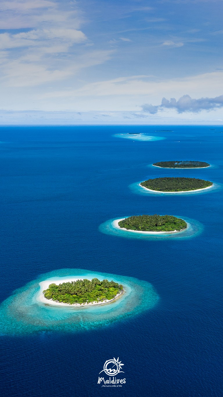 beautiful aerial photo of the famous row of Islands in Baa Atoll for your mobile free wallpaper