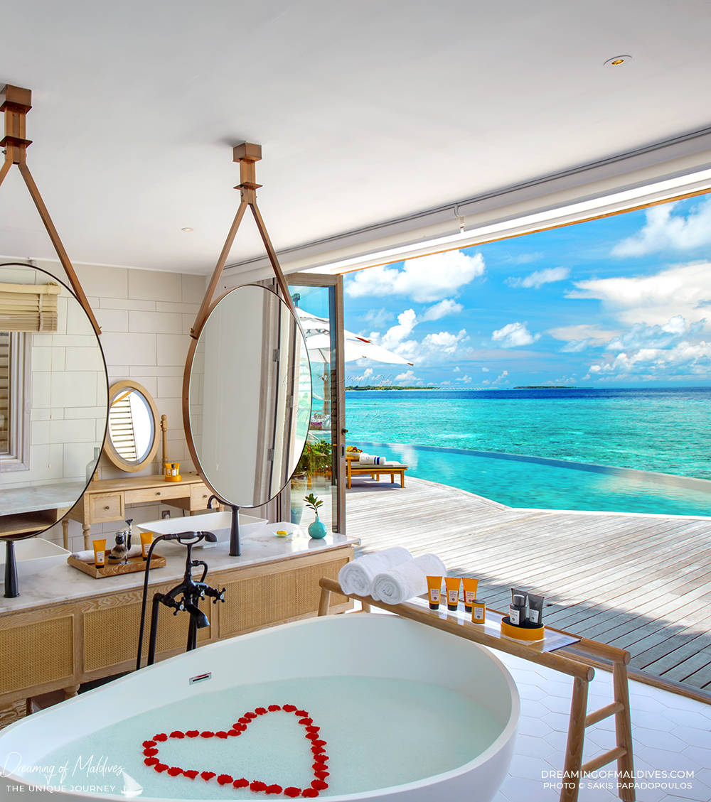 Beautiful Places Water Villa With A View. Dream Bathroom. Milaidhoo Maldives ULTRA Luxury resort