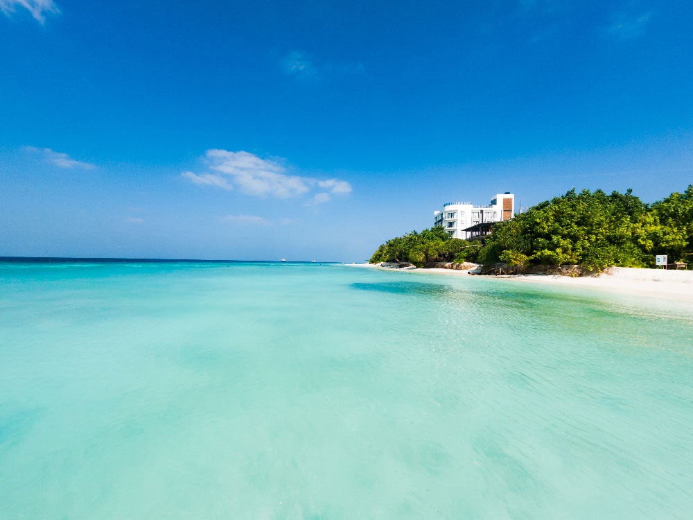 A small hotel on a local island. a new type of tourism in the Maldives