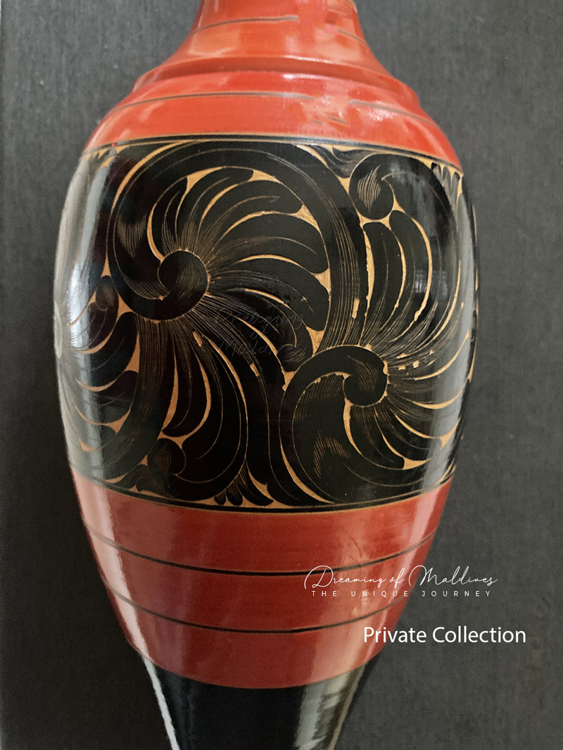 Liyelaa Jehun Maldivian lacquer work. Ornating seaplane Tail and Nose.