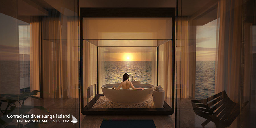 The Muraka Underwater Residence. The breathtaking Bathroom above the Sea Level