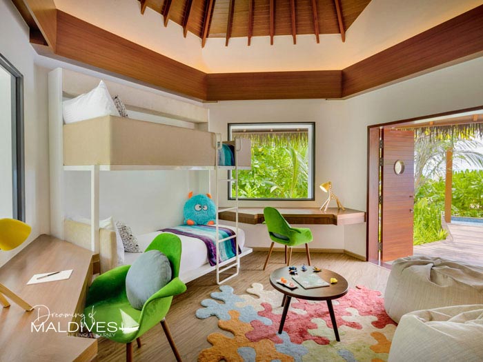 Pullman Maldives Maamutaa Resort Kids Bedroom in Family Villa