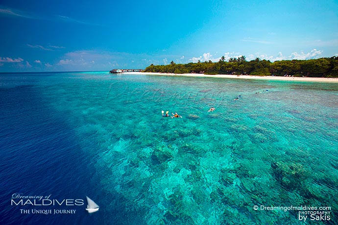 Reethi Beach best resort for snorkeling in Maldives. Aerial View