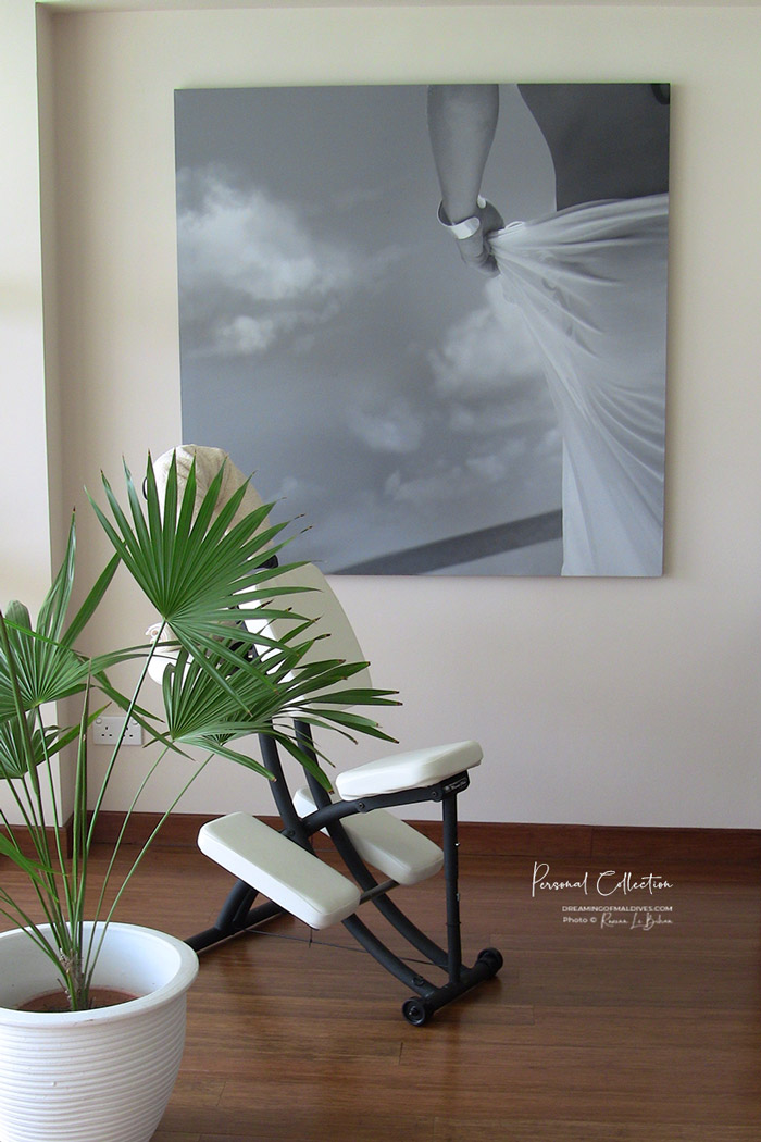 massage chair at our resort lounge at the seaplane terminal.