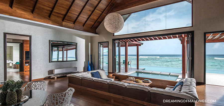 review Two-Bedroom Ocean Pavilion with Pool The sunken canape in the Living-Room
