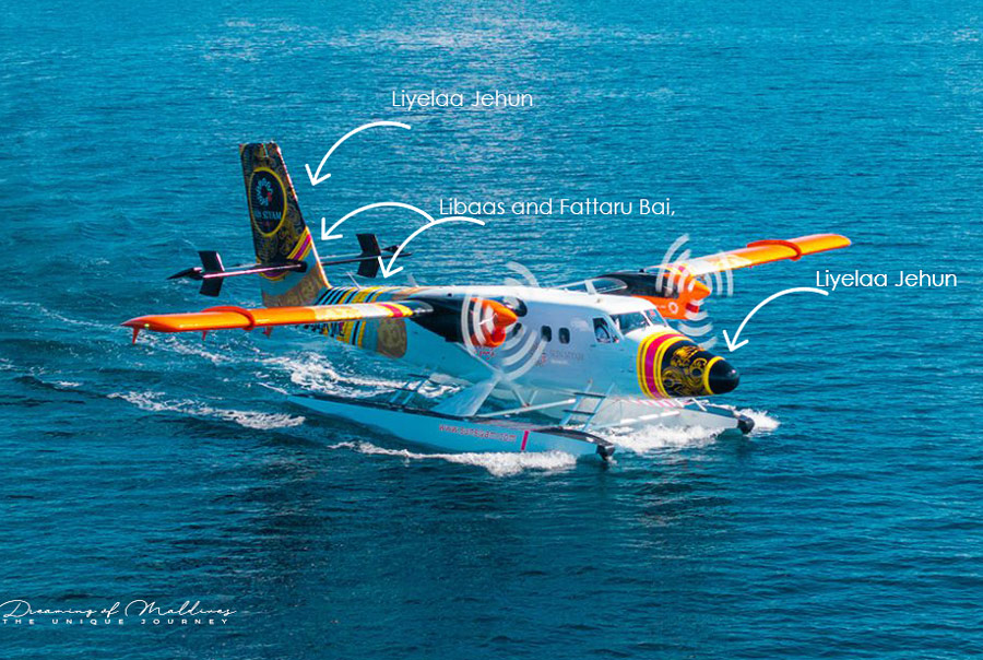 Details of the Maldivian elements on one of Sun Siyam seaplane