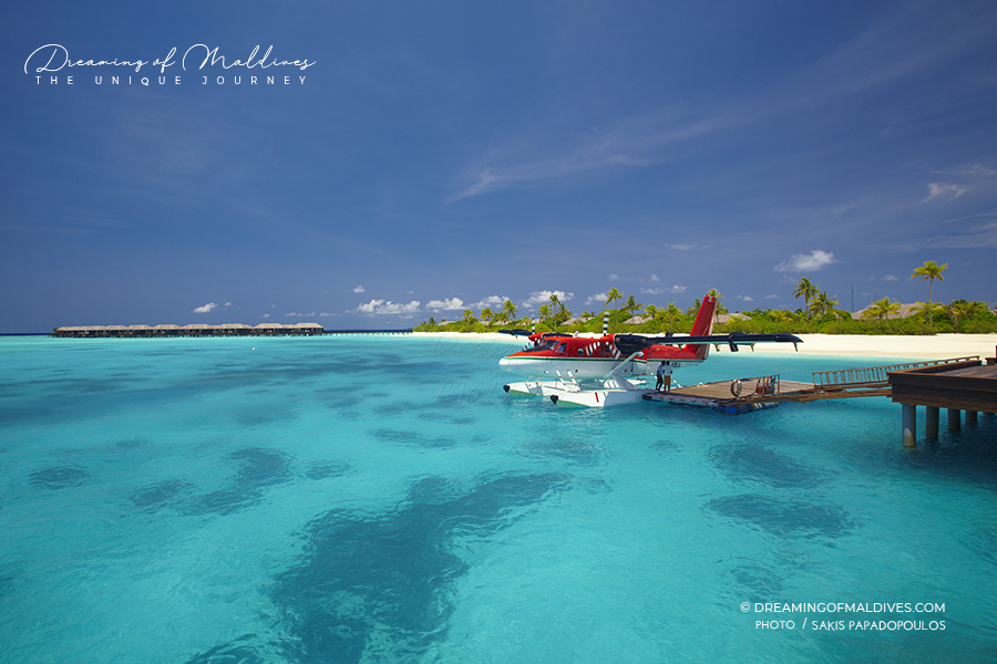 maldives seaplane ready for transfer from a resort