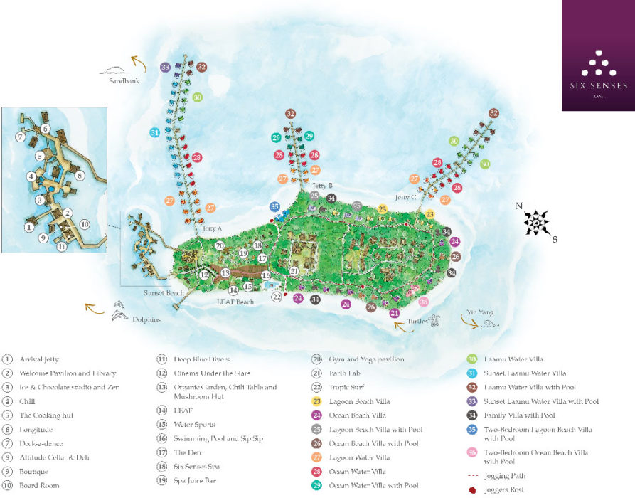 New Resort Map of Six Senses Laamu Maldives