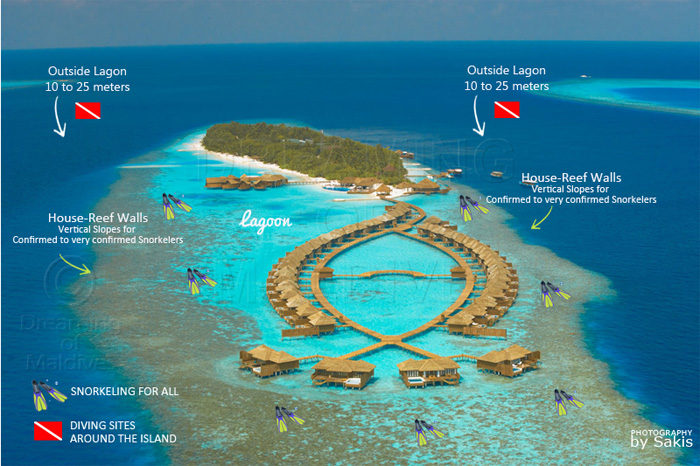 Lily Beach Maldives Resort Diving and Snorkeling Map