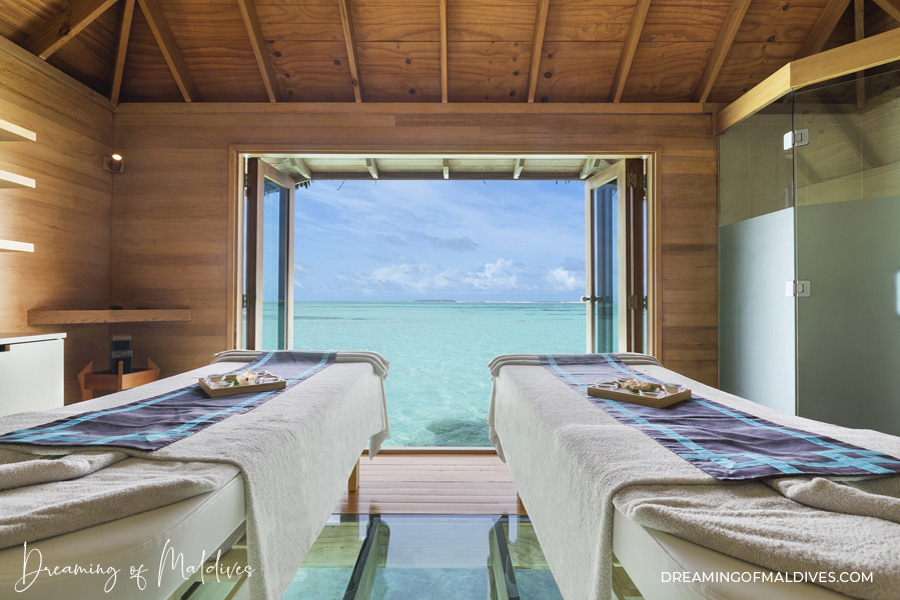 Overwater treatment room at The Overwater Spa Conrad Rangali Maldives Island