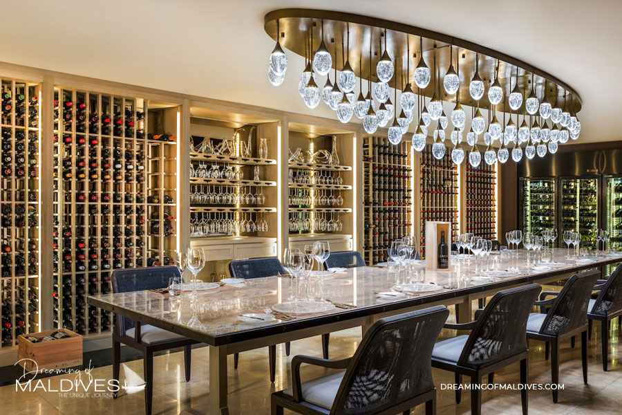 Decanter underground wine cellar and restaurant at St Regis Vommuli