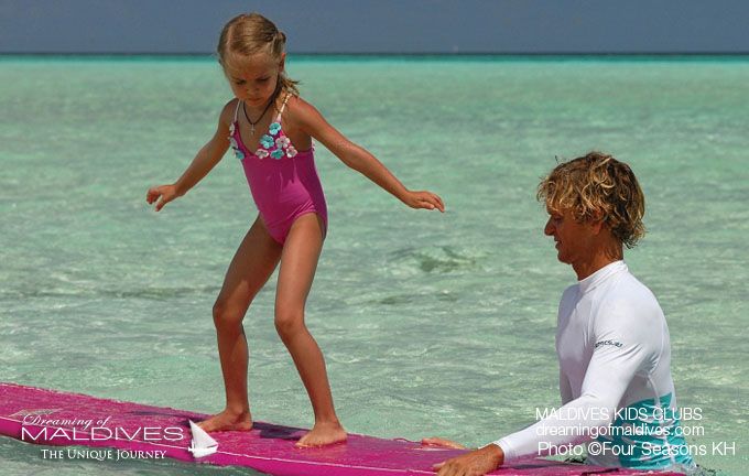 Maldives Family Hotel Four Seasons Kuda Huraa Surf Kid Activities