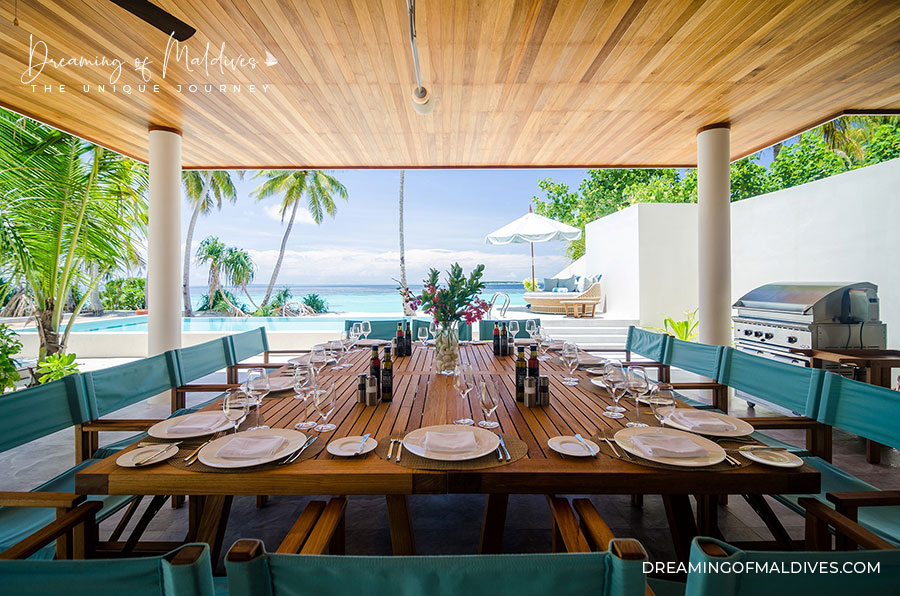 Amilla Fushi and Residences The Great Beach Villa Outdoor Dining Area