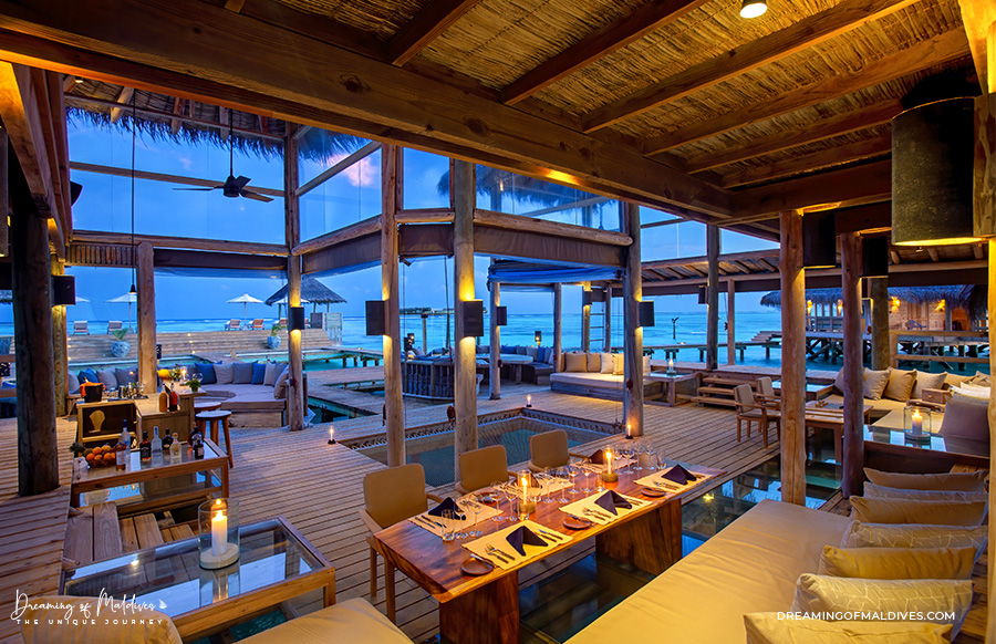 The Private Reserve The view at the lagoon from the living room at dusk