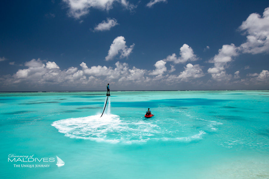 Things To Do In Maldives. Make a splash with water sports Like Flyboard