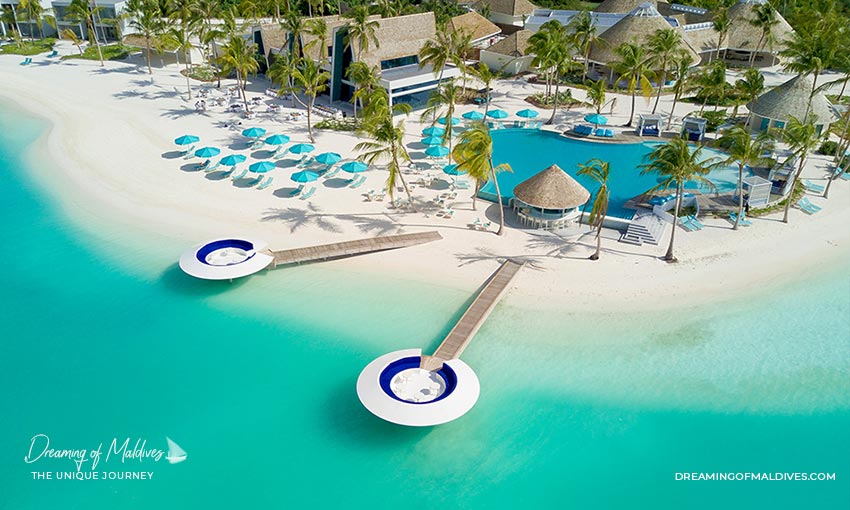 The Incredible UFO shaped floating Bar at Kandima Maldives Beach Club