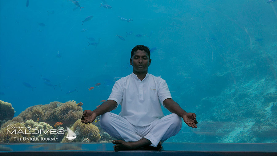 Meditation Underwater at restaurant 5.8 Hurawalhi Maldives
