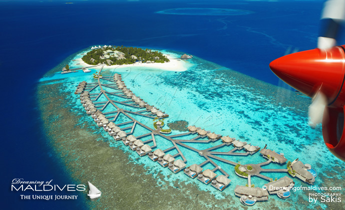 W Maldives best resort for snorkeling in Maldives. Aerial View