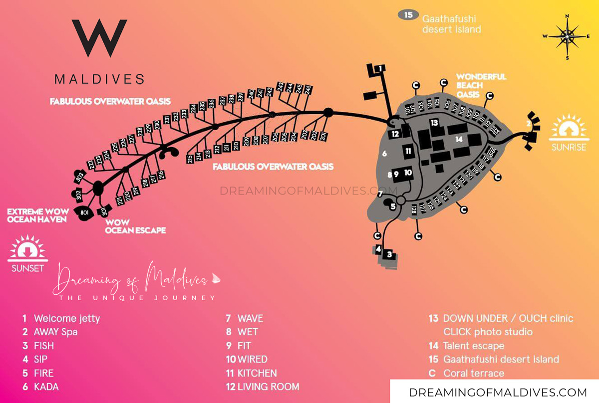 W Maldives complete resort Island Map