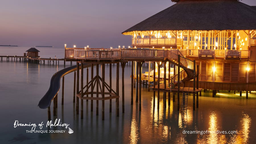 water slide restaurant the gathering soneva jani