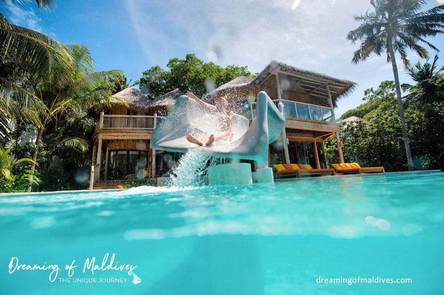 water slide villas soneva fushi