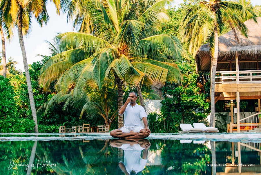 meditation Soneva Fushi's beach villa pranayama maldives